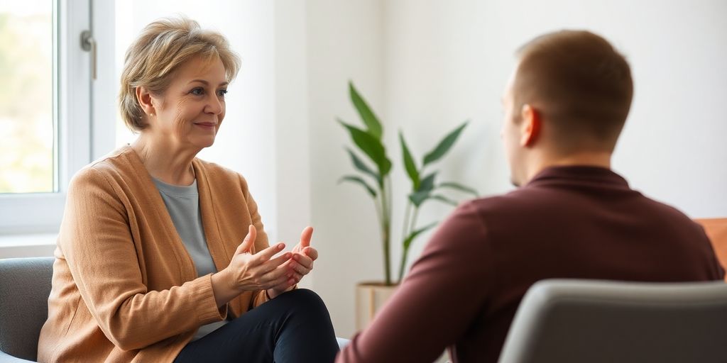 Therapist and patient in a counseling session.