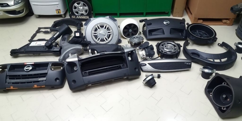 Nissan Dualis parts laid out in a workshop.