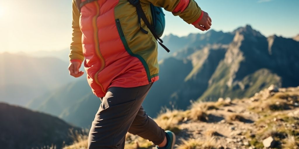 Hiker in mountain layers, smiling.