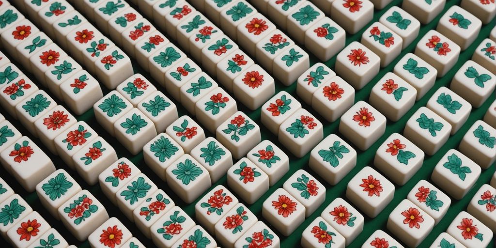Complete Mahjong set with colorful tiles
