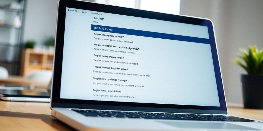 Laptop with job listings