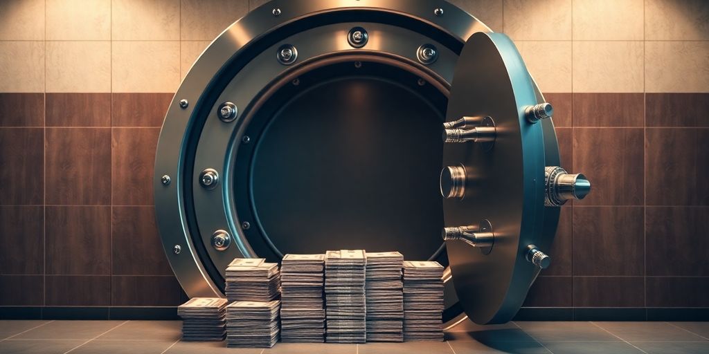 Coffre-fort bancaire avec des billets de banque.