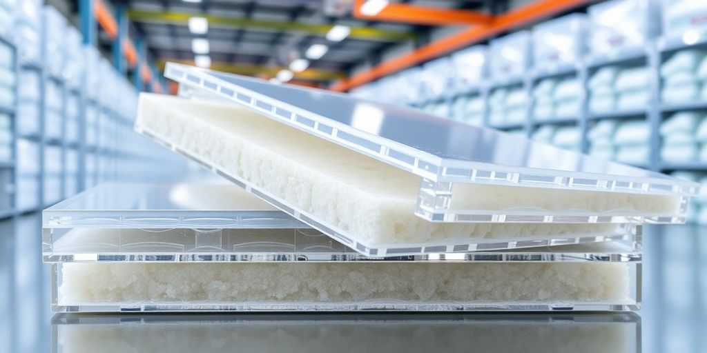 Close-up of PU sandwich panels for cold storage.