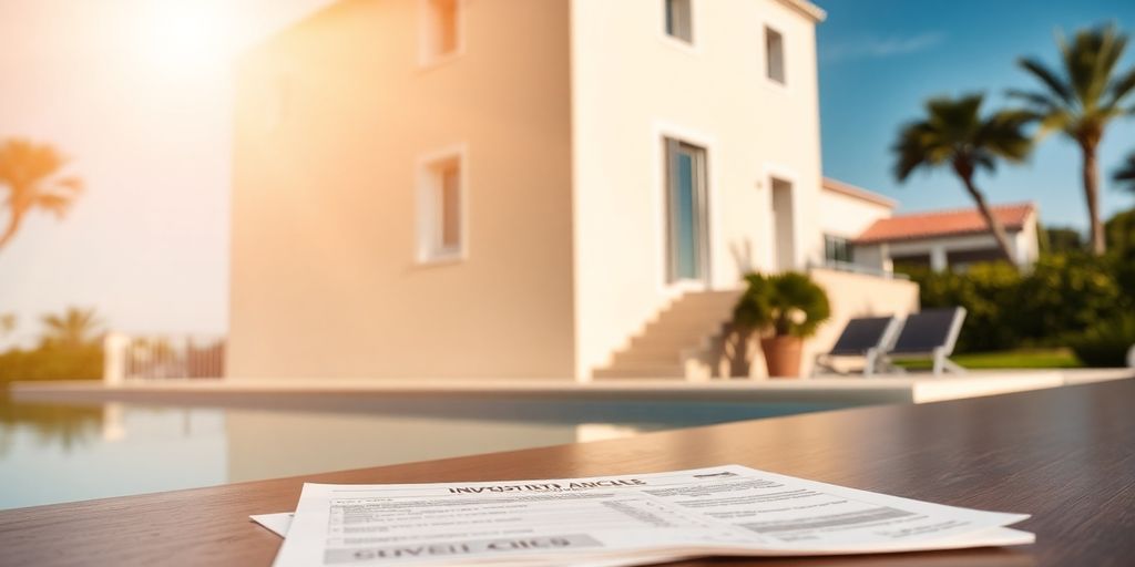 Portuguese villa with a mortgage document.