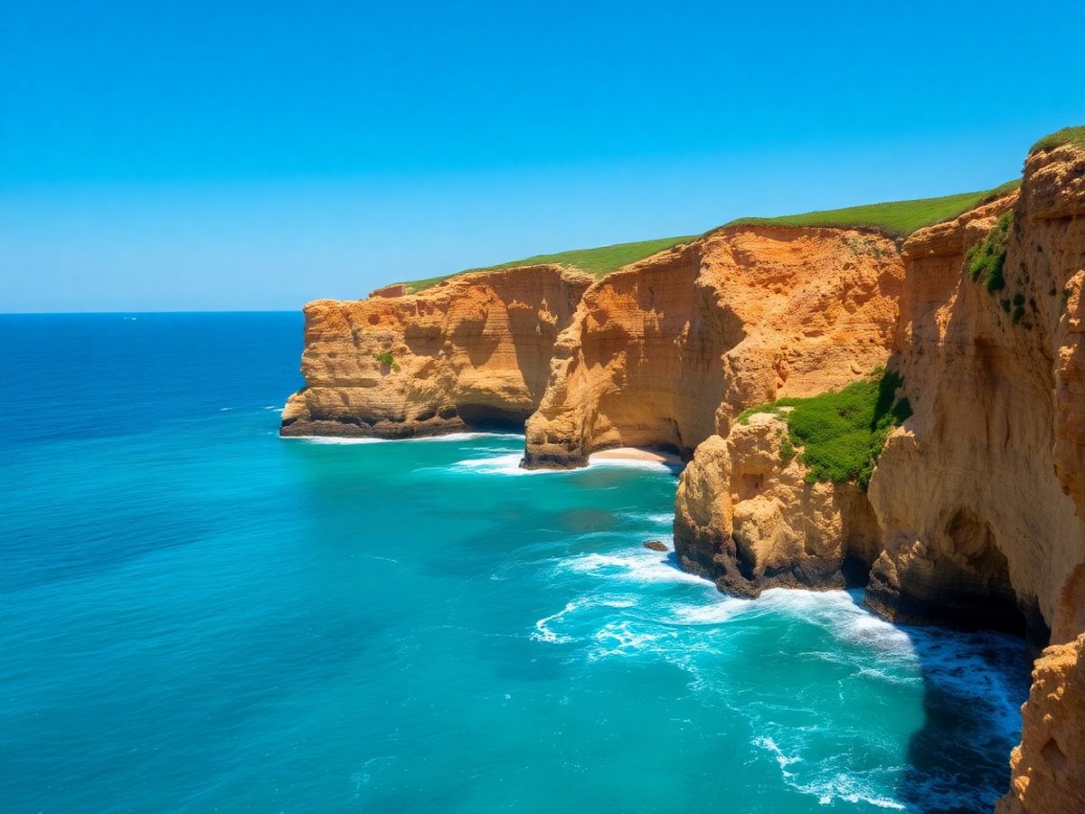 Dramatic cliffs meet turquoise sea, Gran Canaria.