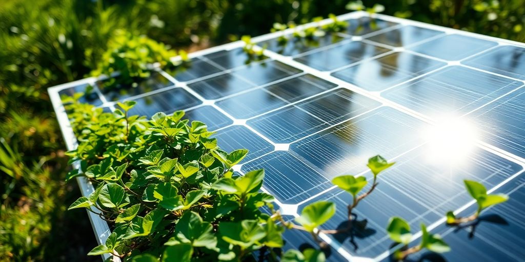 Panneau solaire avec des plantes