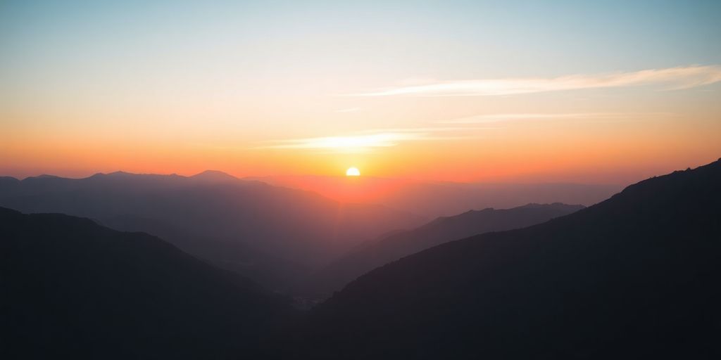 Sunrise over mountains reflecting hope and faith.