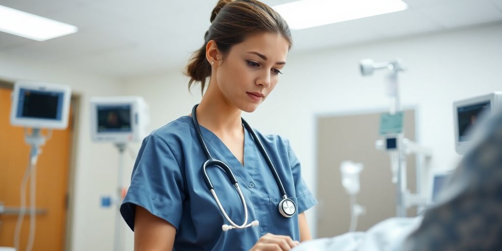 Nurse working in emergency room