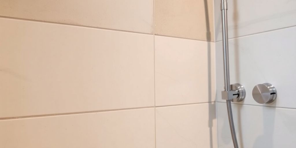 Water-resistant bathroom materials being installed.
