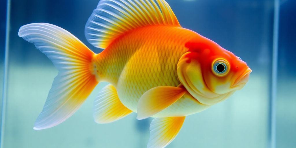 A vibrant Ryukin goldfish with flowing fins.