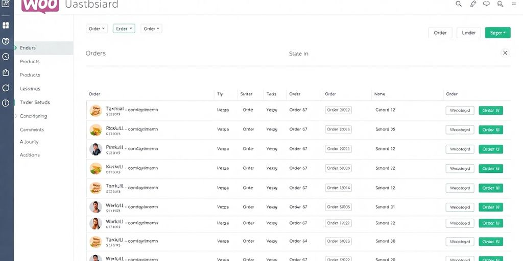 WooCommerce orders dashboard with order details.