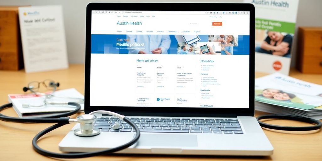 Person navigating the Austin Health Portal on a laptop.