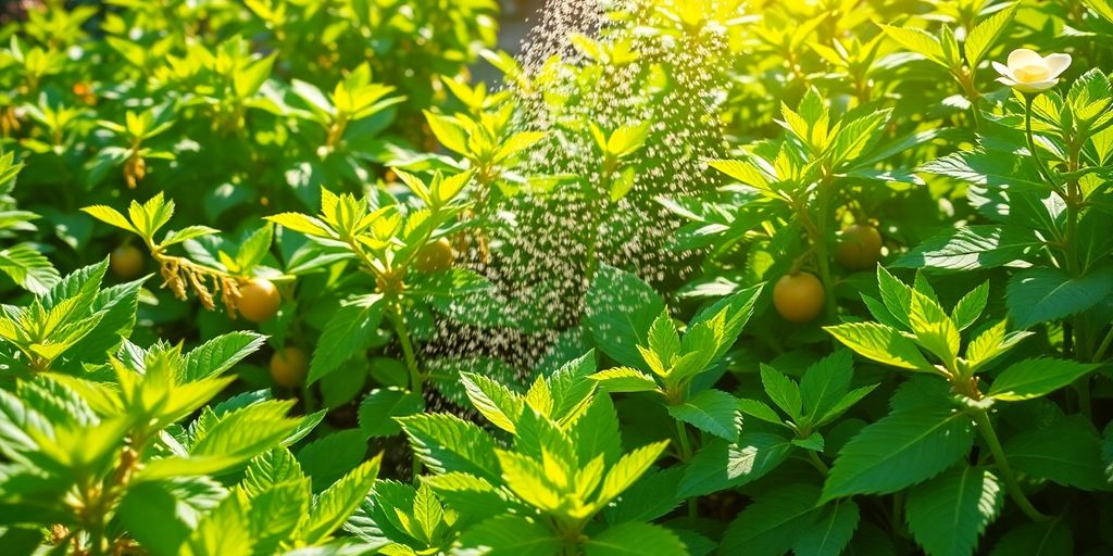 Üppige Pflanzen im Spätsommer mit Dünger.