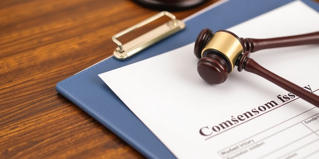 Legal documents and a gavel on a desk.