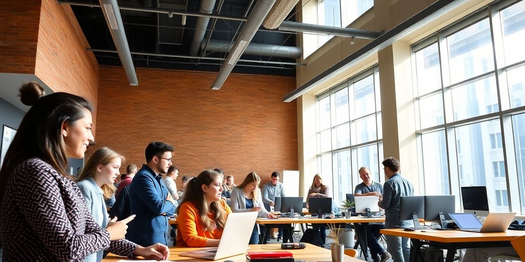 Students collaborating on innovative projects at NYIT Manhattan.