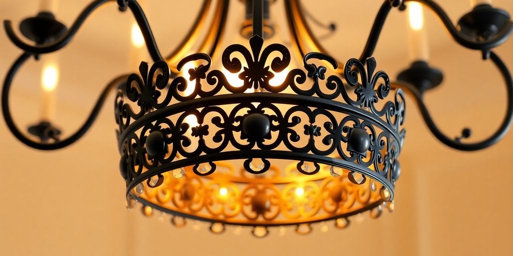Elegant black and gold pendant light hanging.