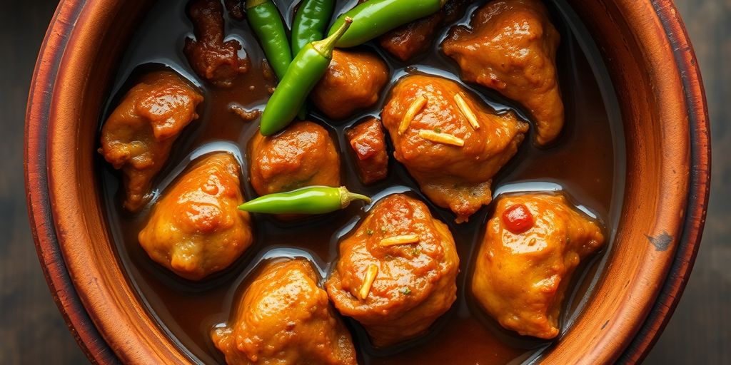 Rich chicken kosha curry with spices.
