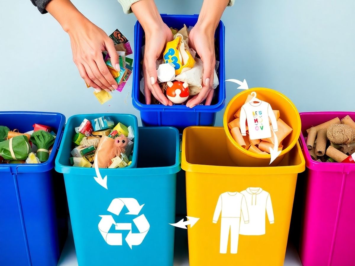 Produse reciclate transformate în obiecte noi.