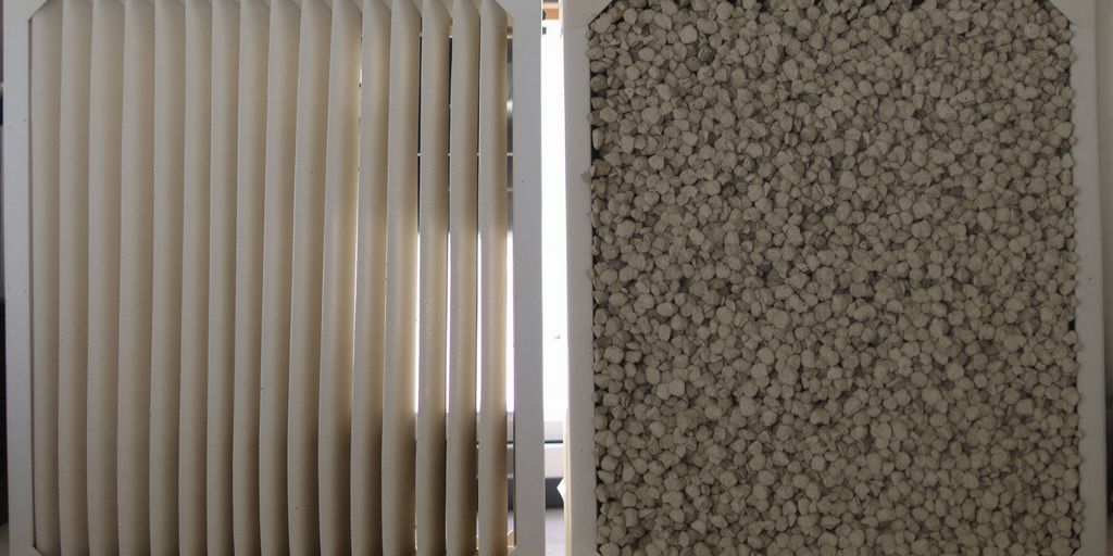 Clean and dirty HVAC air filters side-by-side