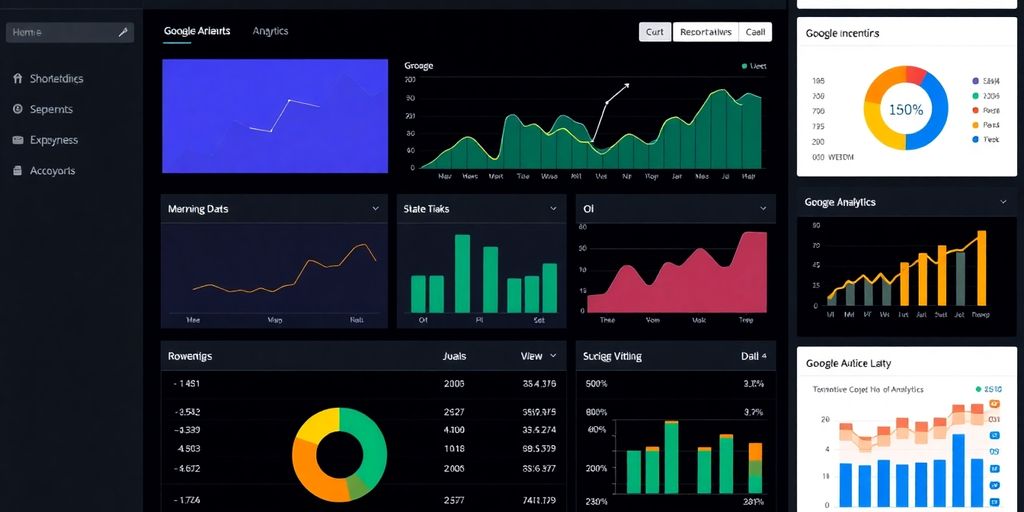 Google Analytics dashboard with colorful data visualizations.