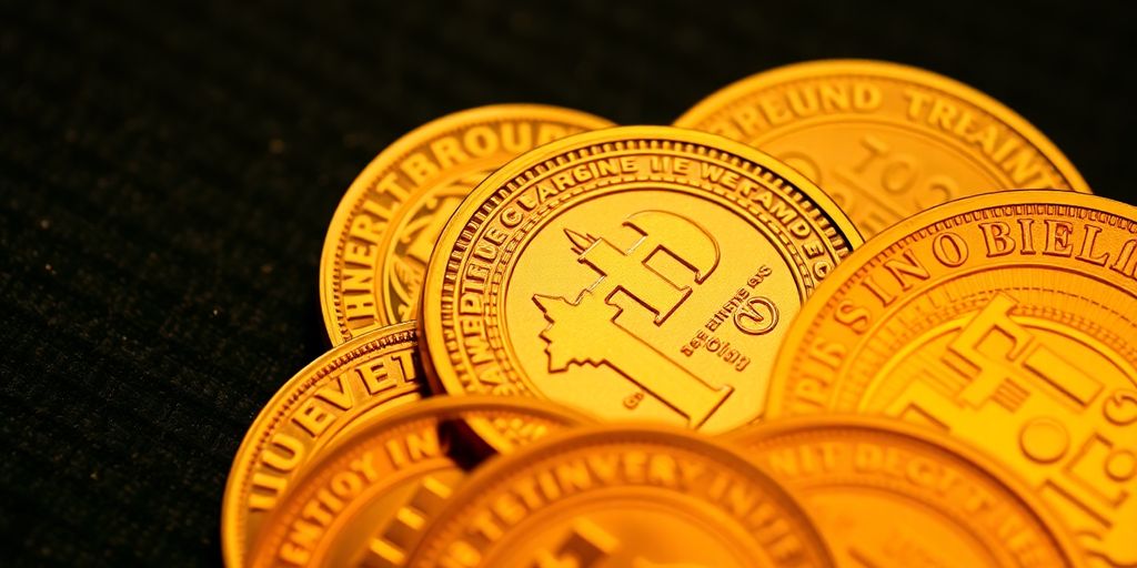 Pièces d'or en gros plan avec des designs détaillés.