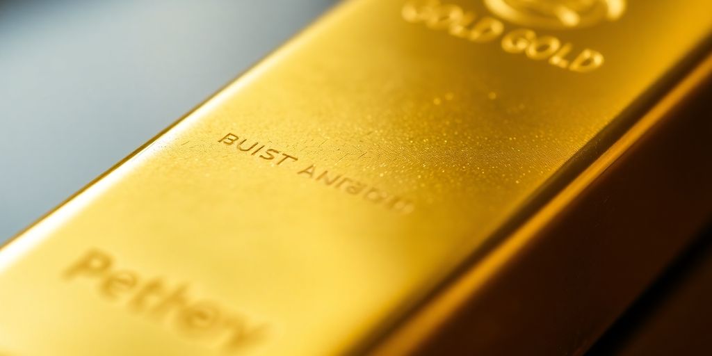 Lingot d'or brillant sur fond neutre.