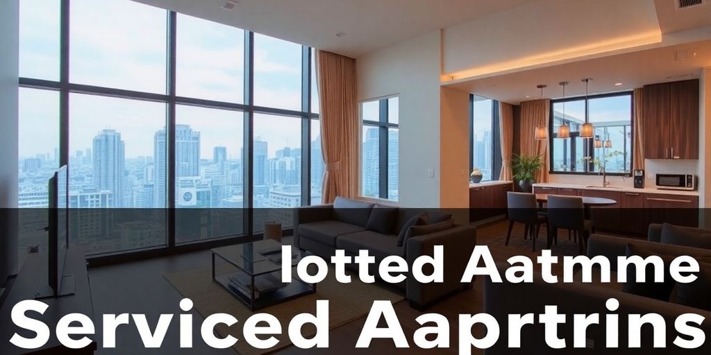 Modern serviced apartment in Tokyo with city views.