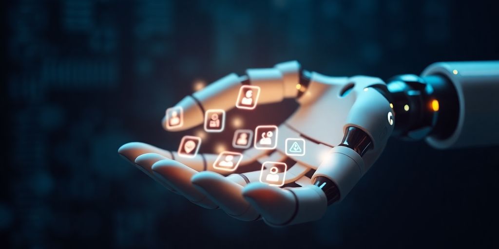 AI robot arm efficiently organizing digital tasks.