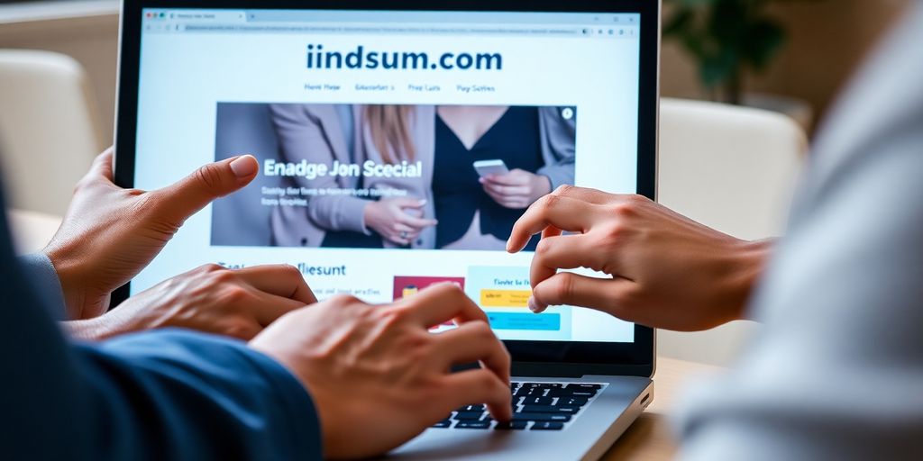 Laptop with Indeed.com, diverse hands typing.