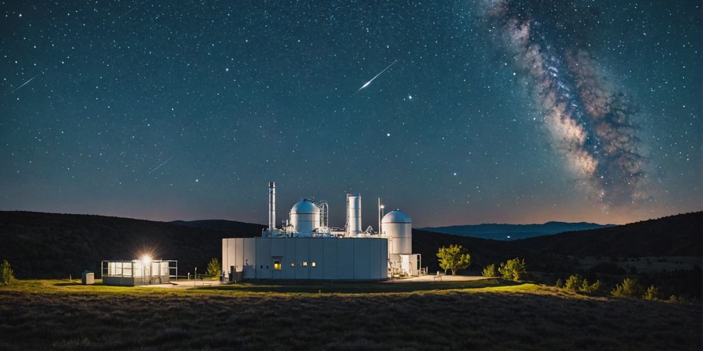 Starry sky merging with a modern lab