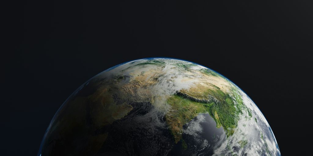 a planet with clouds and water