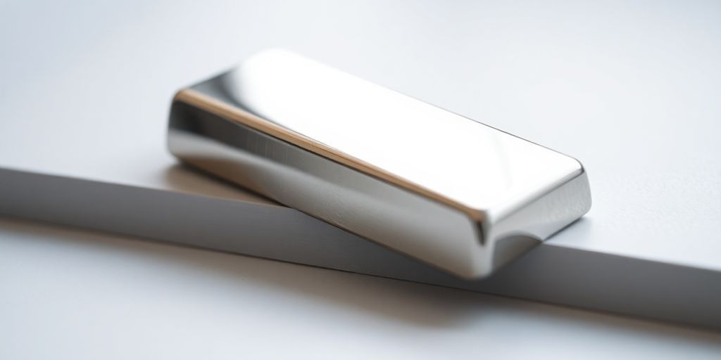 Lingotin d'argent brillant sur fond neutre