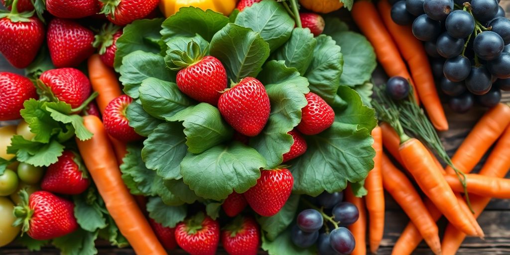 Colorful fresh fruits and vegetables