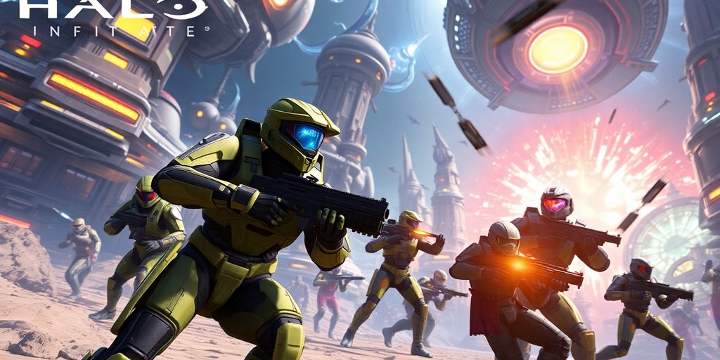 Scène multijoueur pleine d'action de Halo Infinite.