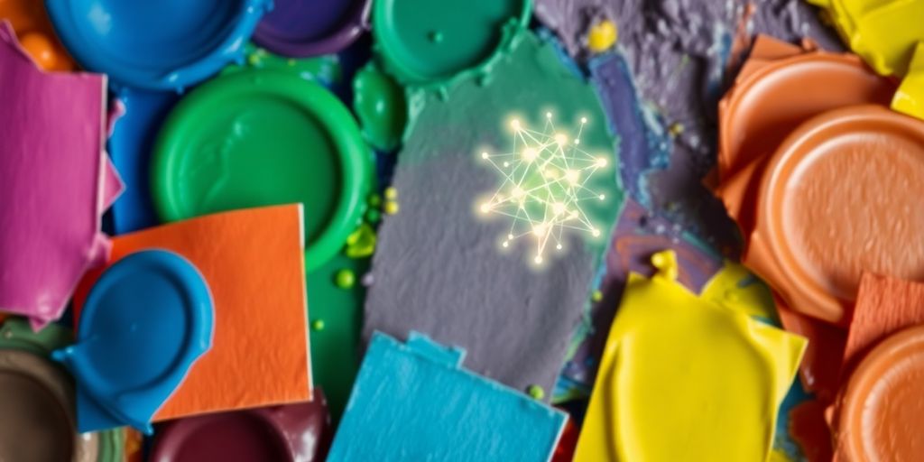 Colorful paint swatches, AI neural network.