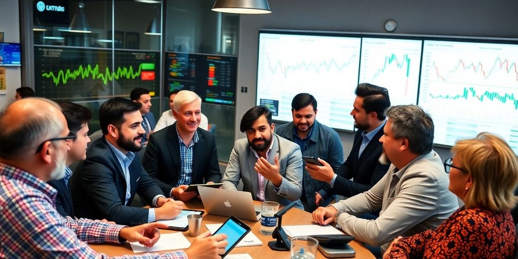 Des investisseurs dans une discussion animée.