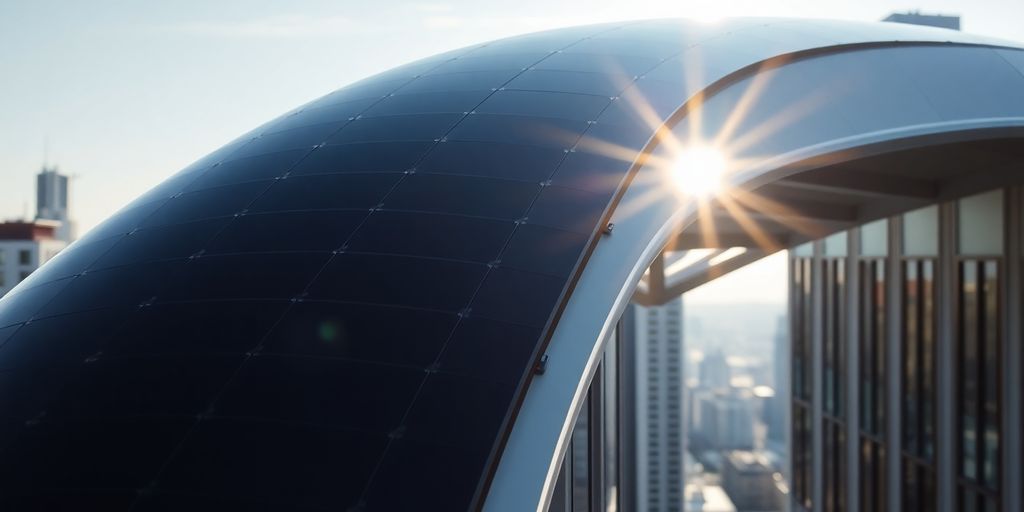 Panneaux solaires organiques sur bâtiment urbain