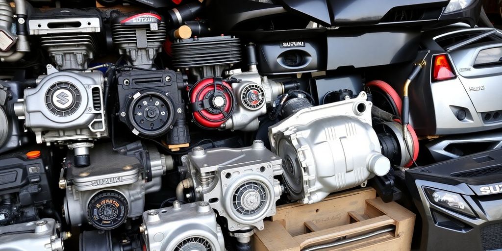 Rows of various Suzuki car parts.