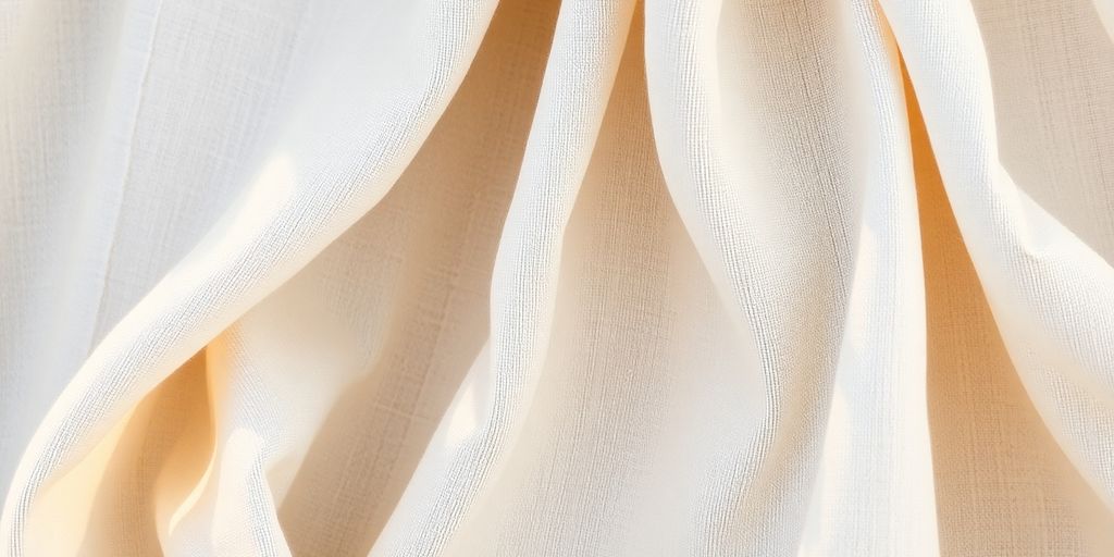 Soft linen fabric, naturally wrinkled, draped in warm light.