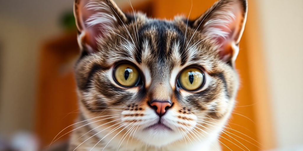Scottish Fold cat with folded ears, wide eyes.