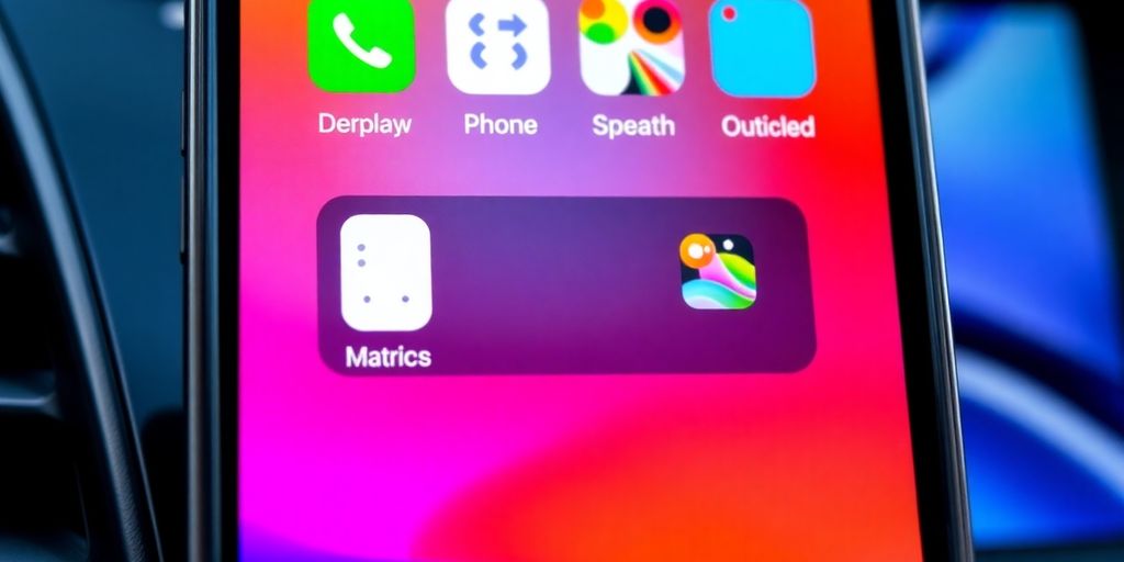 iPhone avec CarPlay, écran lumineux.