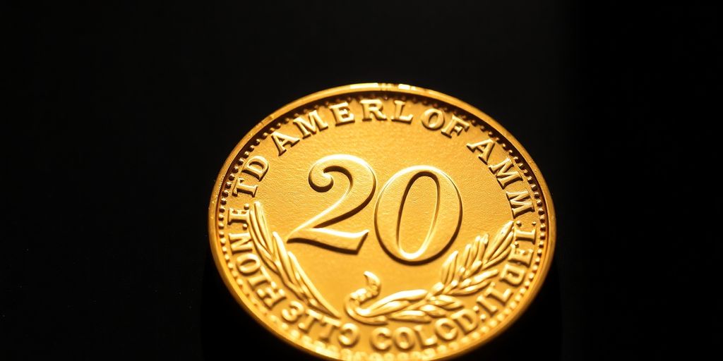 Pièce américaine de 20 dollars en or.
