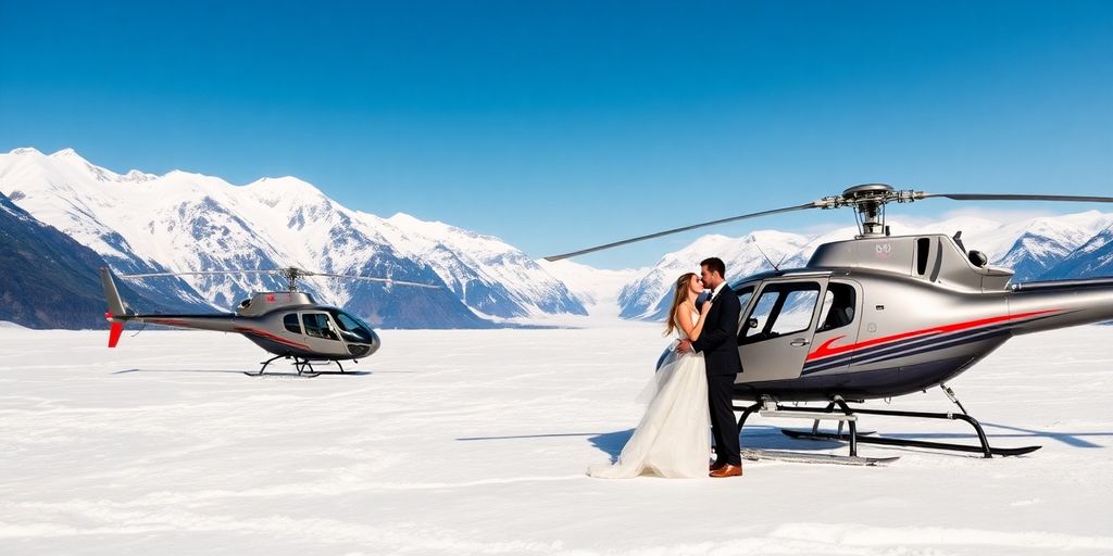 A helicopter wedding on a remote Alaskan glacier.