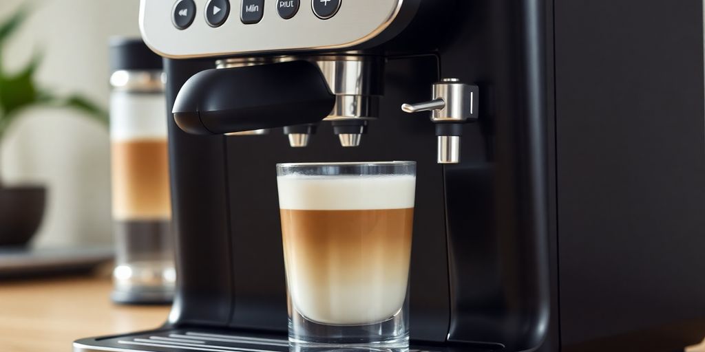 Delonghi Lattissima Pro with adjustable milk froth feature.