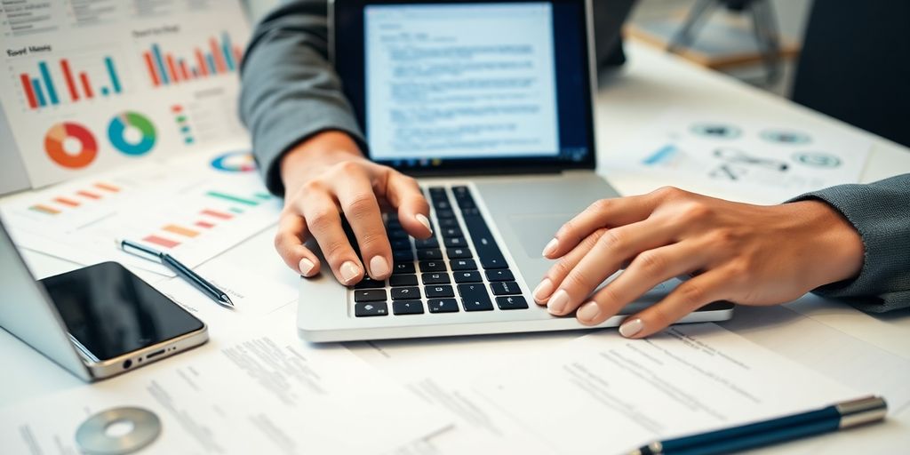 Web designer working on SEO content structure.