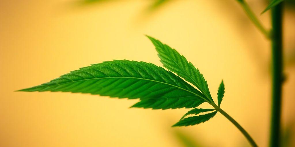 Cannabis leaf with a soft light.