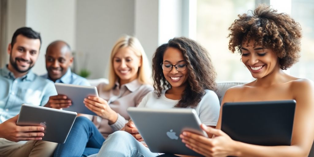 Diverse people investing money online