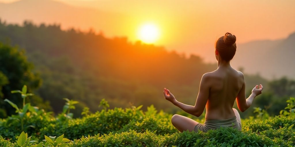 Person meditating in nature, symbolizing financial freedom.
