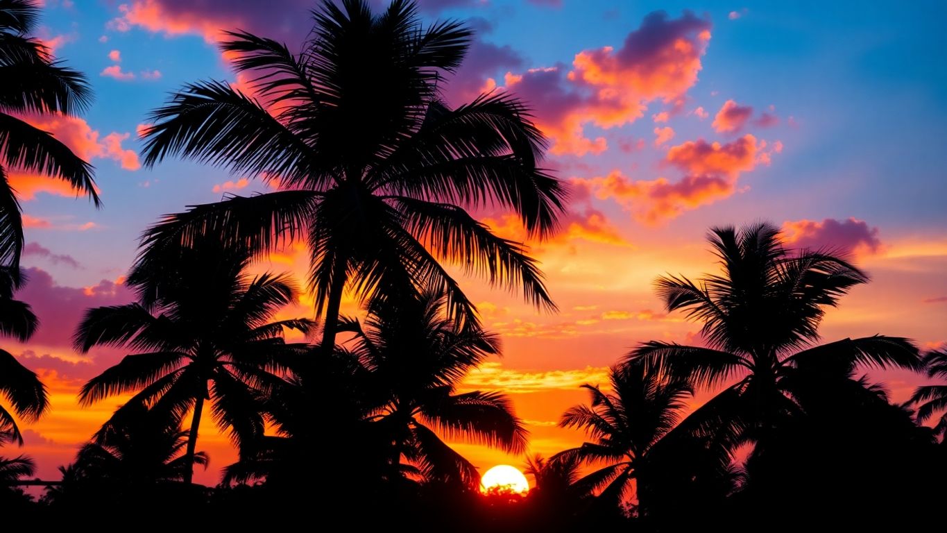 Palms in a tropical sunset