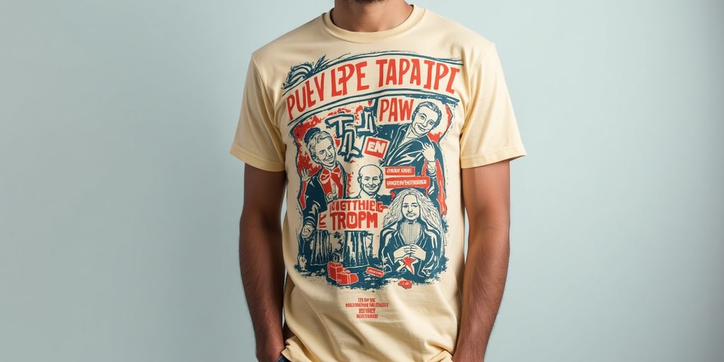 Humorous anti-Trump t-shirt with vibrant graphics.